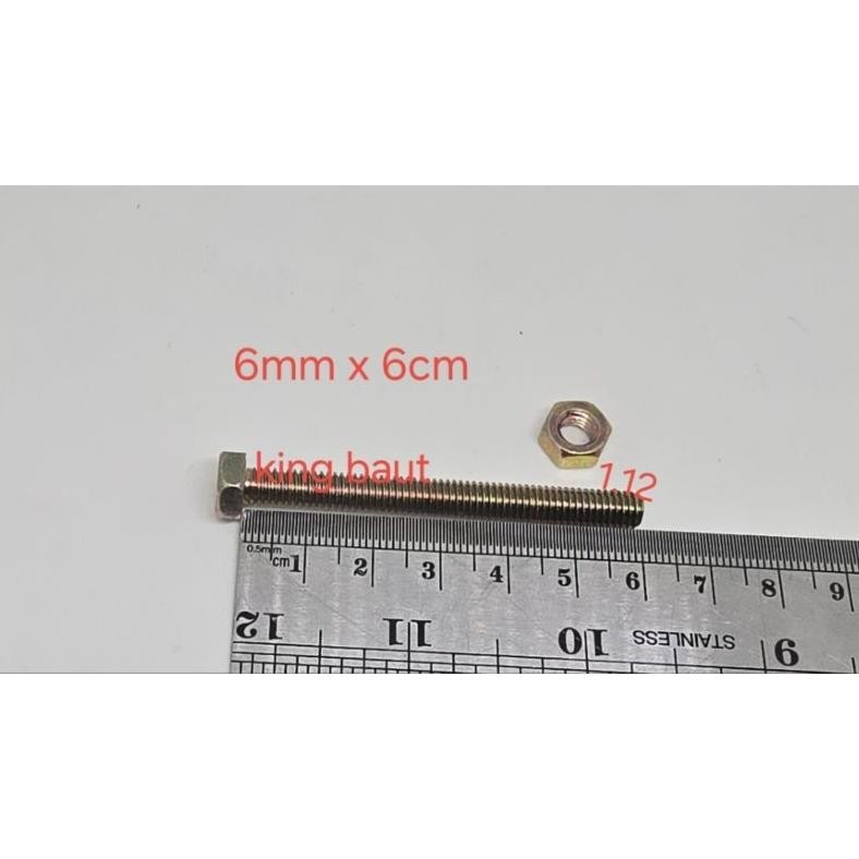 (Paket 50 Set) Baut 10 (6mm) x 6 Cm + Mur