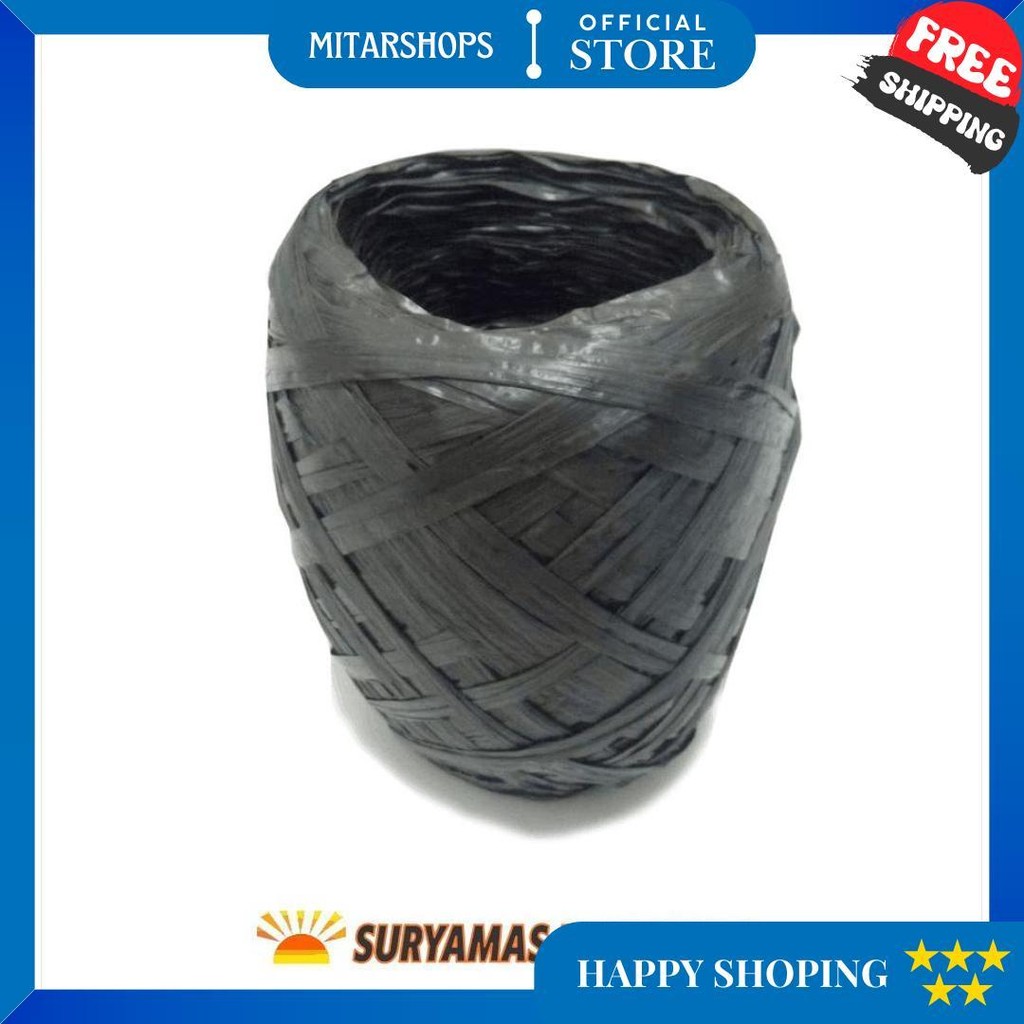 

Tali Rafia Gulungan Besar 1Kg Full Tali Plastik Warna Hitam Promo 6.6