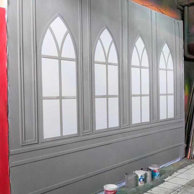 Background Studio Foto Motif Jendela Abu2 Uk 4X3M Best Seller