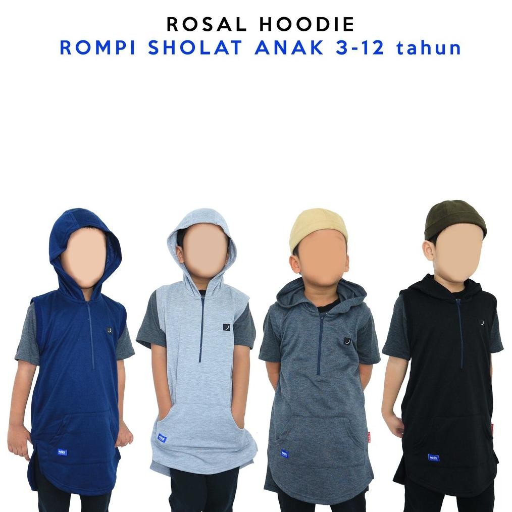 Rosal Hoodie Anak Laki Laki 4 - 12 Tahun / Rompi Sholat Hoodie Anak Laki Laki Brand Rokidz /  Baju K
