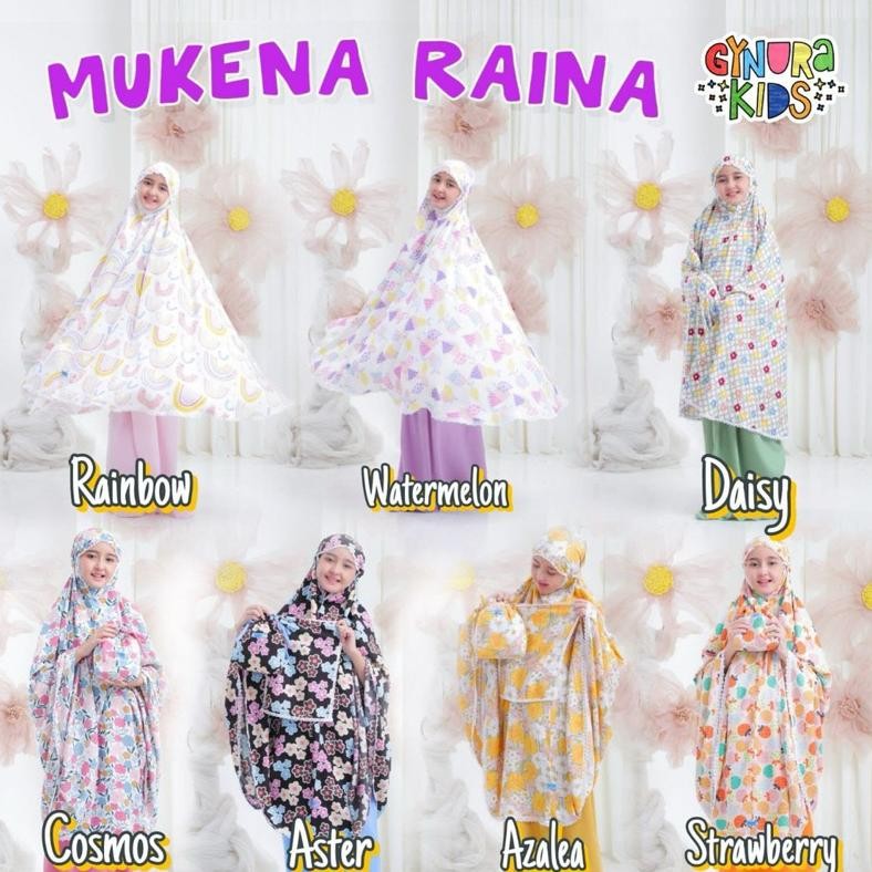 MK Raina Setelan Mukena Anak dan Dewasa set Tas dan Sajadah Muka by Gynura Kids AST