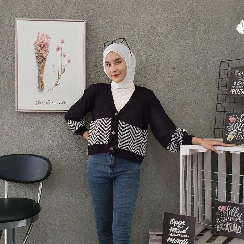 [ COD PROMO ] LITTLE ZIGZAG CARDIE RAJUT / CARDIGAN BAHAN RAJUT / CARDGIAN KEKINIAN / OOTD HIJAB / O