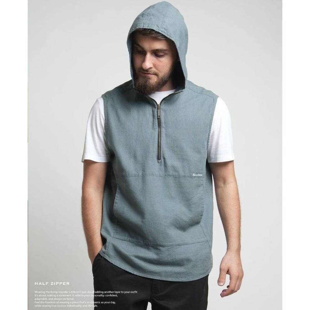 SAMASE ROMPI Sholat Hoodie Half Zipper 09S036 Linen AST