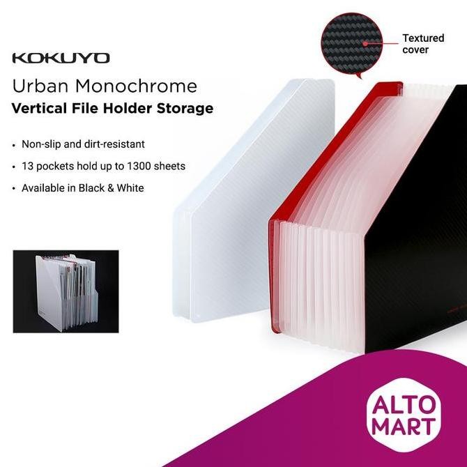 

NEW KOKUYO Vertical Expandable File Holder Storage A4 BLACK WHITE