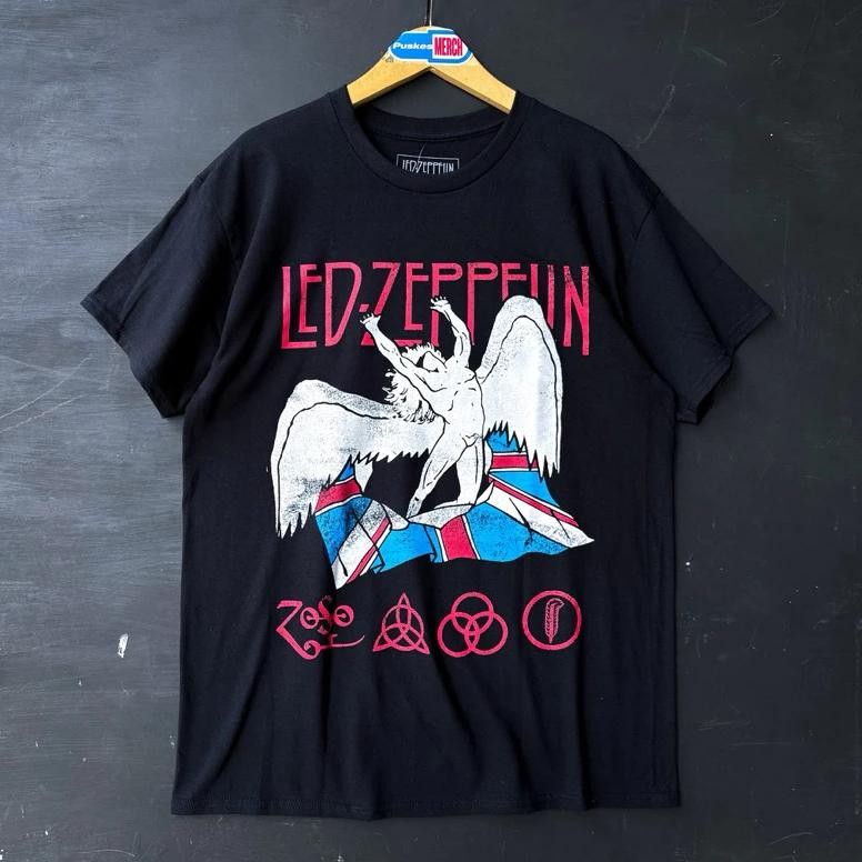 Promo Kaos Band Official Led Zeppelin Icarus & Union Jack