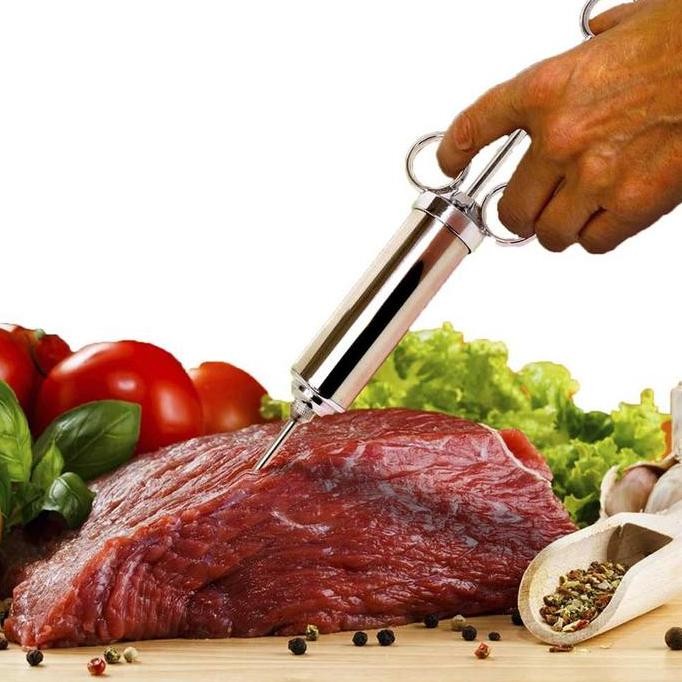 

Suntik Bumbu Daging BBQ Marinade Meat Injector 2OZ Stainless Steel