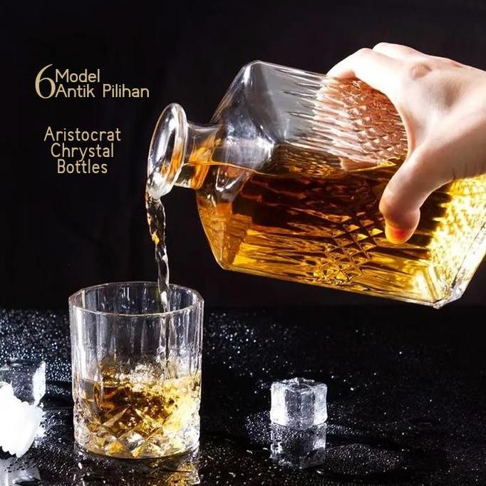 Botol Wine Kaca Kosong Whiskey Decanter Botol Kaca Motif Botol Wine Gift Souvenir Botol MInum Set Se