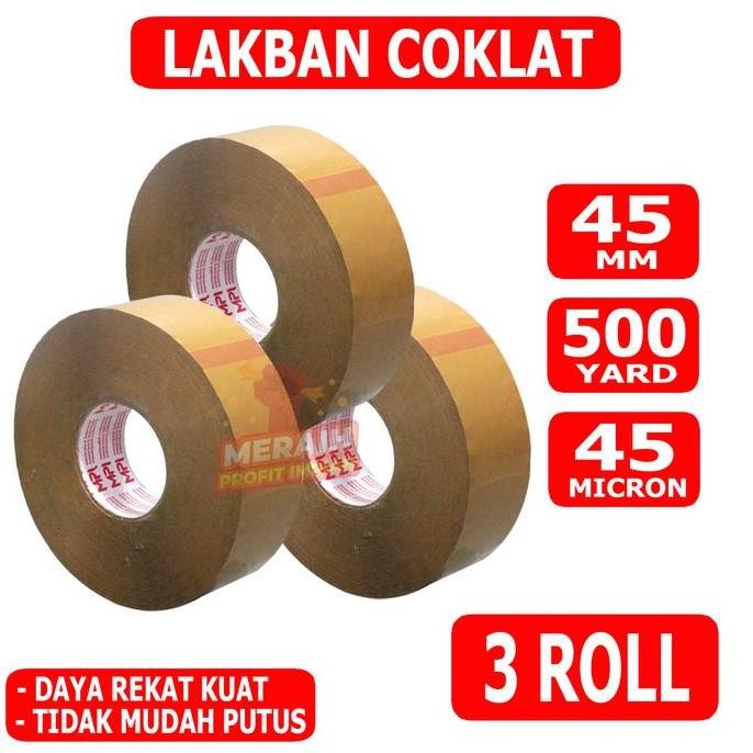 

3 Pcs - Lakban Coklat Jumbo 500 Yard - Lakban Mpi 45 Mm X 500 Yard Co