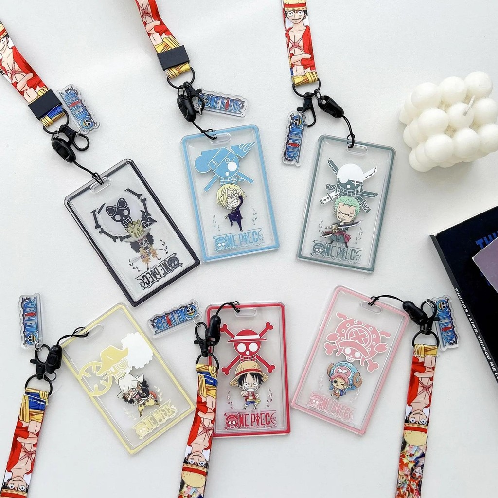 

One Piece Cartoon Card Holder Keychain Anime Cute Luffy Chopper Sanji Zoro Pendant Nurse Badge Doctor Id Card Case Fashion