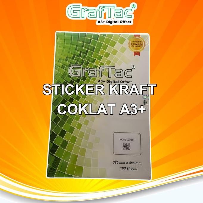 

Graftac Sticker Kraft Coklat Tua/Coklat Muda A3+ Stiker Label Kemasan Digital Print - Pack