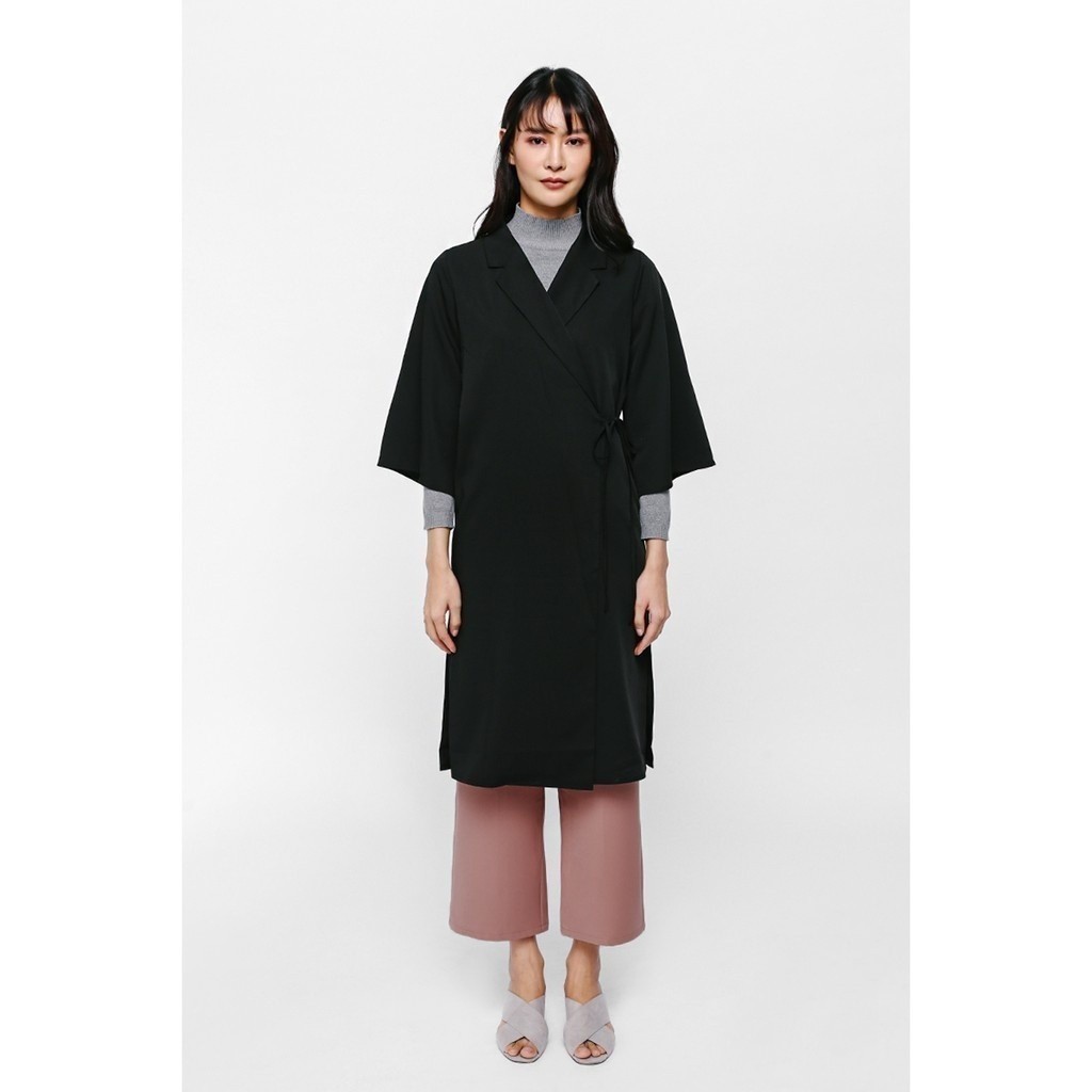 Love, Bonito - Jael Foldover Duster Coat - Black