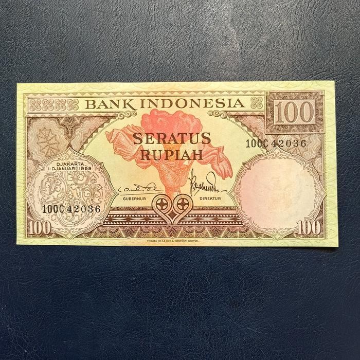Uang Kuno 100 Rupiah Bunga 1959 1 Huruf Urut Langka Original Dan Terpercaya