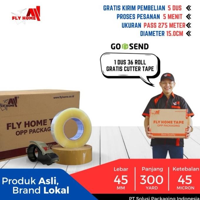 

Flyhome Lakban Bening Coklat 300Yard 275Meter 2Inci 45X300 Yard 1Dus 36Rolls Ukuran Asli Instan Co