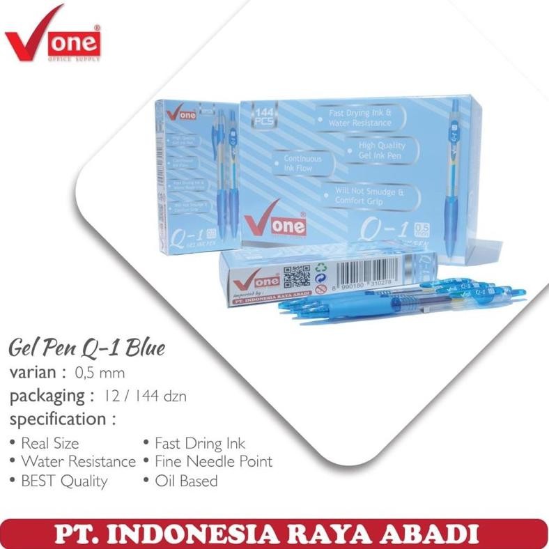 

JoeraganlapakPena Gel V-One Q1 Biru/Hitam 0.5Mm Perpack Oil Based Pulpen Bulpen Bulpoint Trend