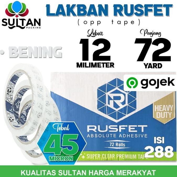 

Lakban Isolasi Solatip 12Mm X 72Y Opp Tape Rusfet Varian Ojol / Dus Co