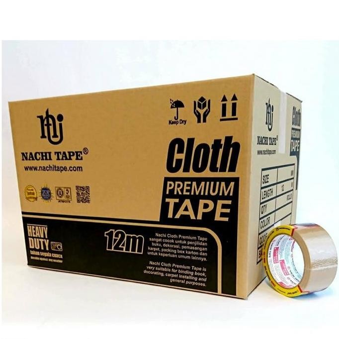 

(Dus) Nachi Cloth Tape Lakban Kain 46 Mm/2 Inch X 12Meter Cream/Coklat Co