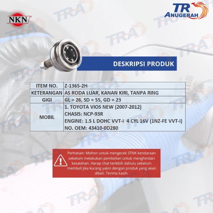 . CV Joint AS Roda Luar NKN Toyota Vios gen 2