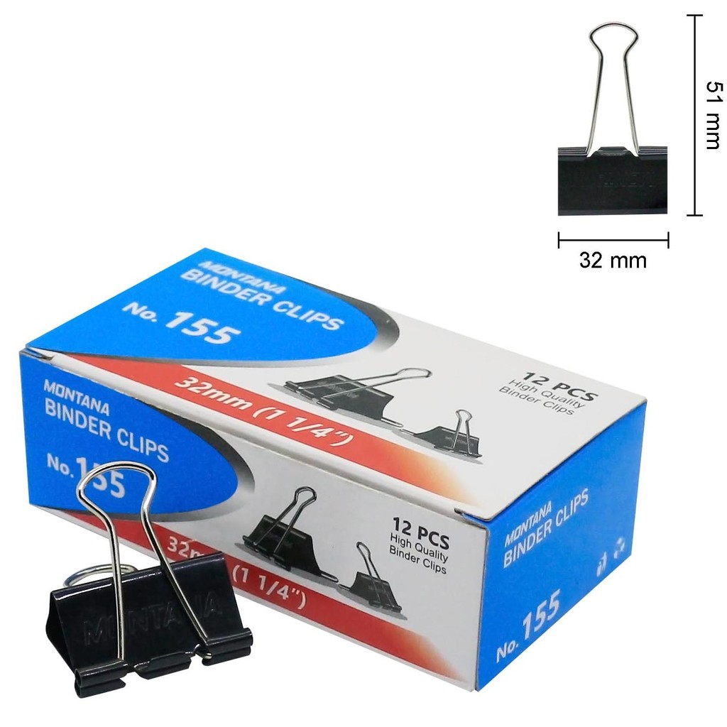 

MONTANA PAKET BINDER CLIP 1 LUSIN MTBC-260 + MTBC-200 + MTBC-155 + MTBC-111 + MTBC-107