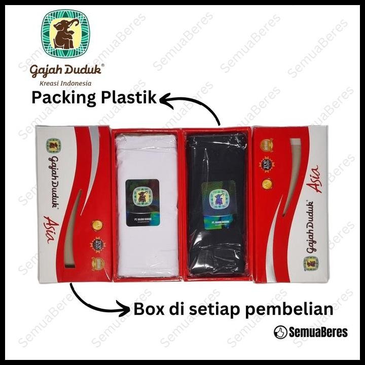 Terbaru Sarung Gajah Duduk Polos Hitam / Putih - Original Kain Tenun Dewasa Pria Laki Cowo Sholat So
