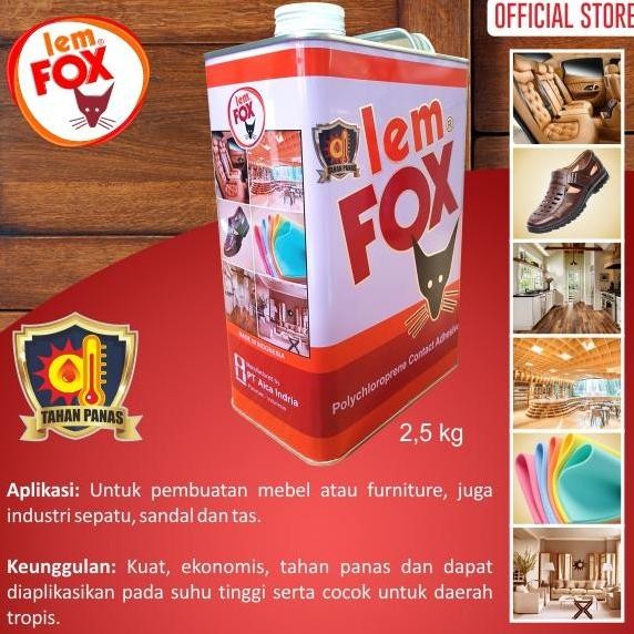 

Lem Fox Lem Kuning Serbaguna Lem HPL Vinyl Lem Fox Merah Gallon 2.5 kg