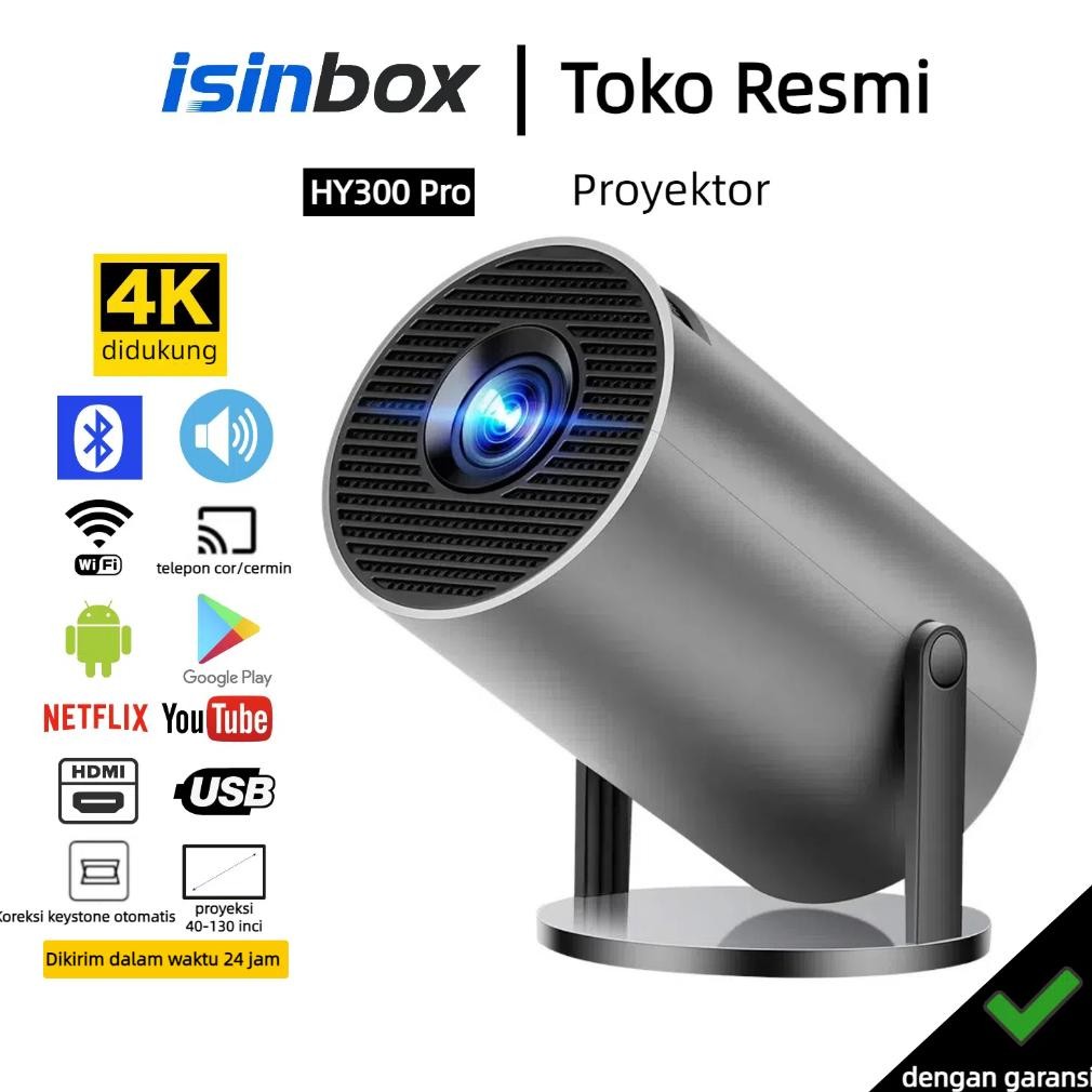 NEW iSinbox HY300 Pro Proyektor Android 11 Pintar Proyektor 4k Wifi Bluetooth Proyektor Portabel Min