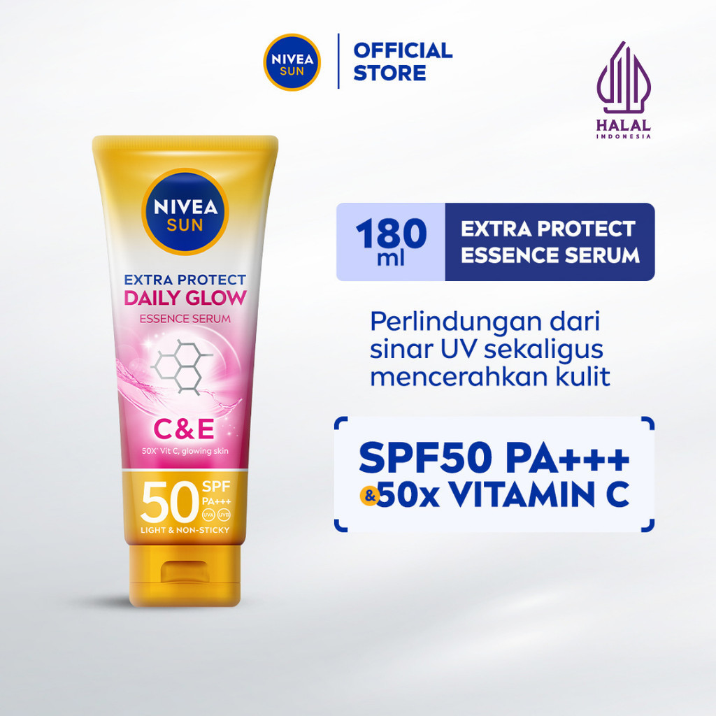 NIVEA SUN Sunscreen Body Serum Daily Glow Essence Serum SPF50+ PA+++ 180ml - Sunscreen badan serum s