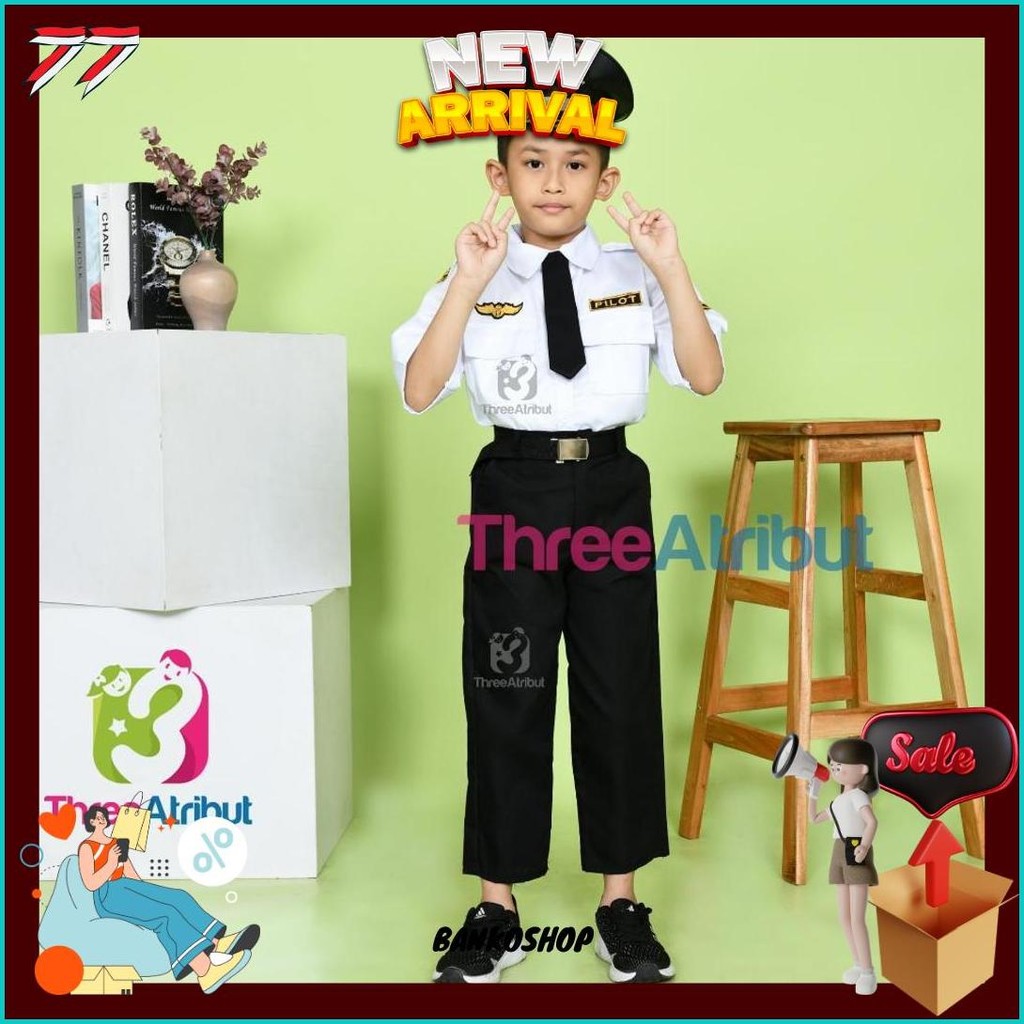 Baju Pilot Anak Laki Laki Perempuan Seragam Profesi Anak Kostum Premium Terlaris