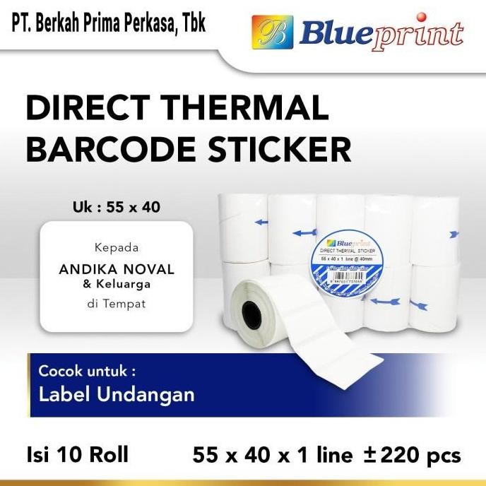 

Direct Thermal Sticker , Kertas Label Stiker BLUEPRINT 55 x 40 , 55x40 mm - 10 Roll