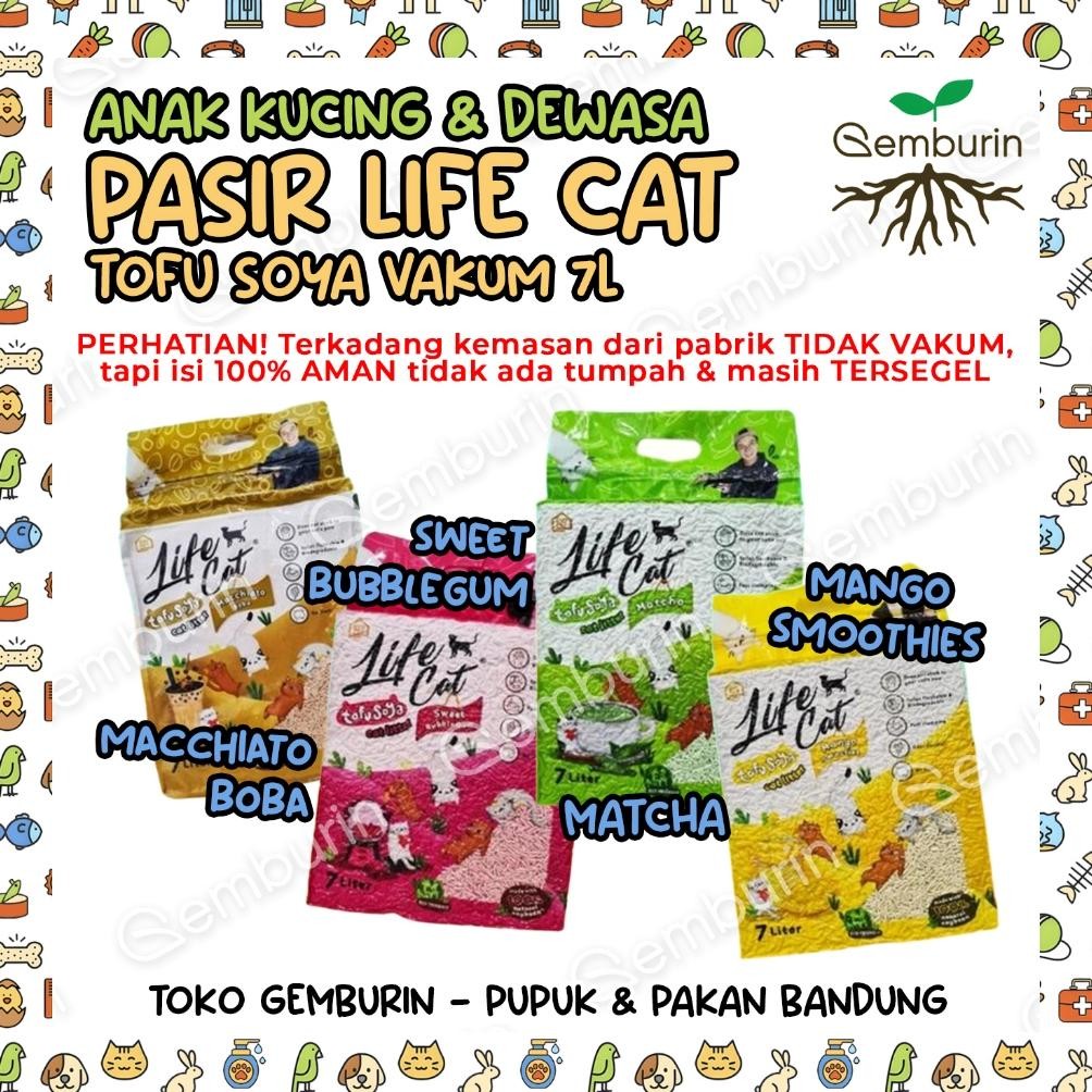 Life Cat Soya Pasir Kucing Tofu Gumpal Wangi Bagus 7L / Lifecat 7 Liter Food Grade Aman Untuk Anak K