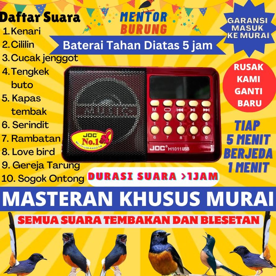 Speaker Mp3 Masteran Khusus Burung Murai Batu Air Hutan Medan Lampung Nias Jawa Kicau AST