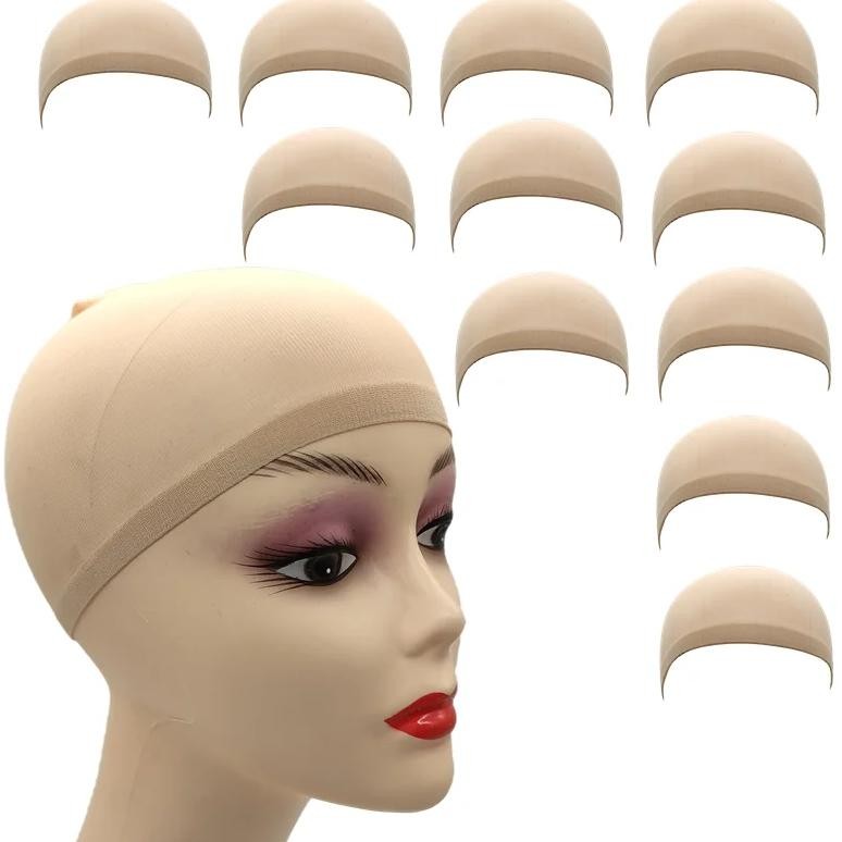 2pcs Top Stocking Wig Cap Hair Net For Weave Hair Wig Nets Black/Brown/Skin/Beige Stretch Mesh Wig C