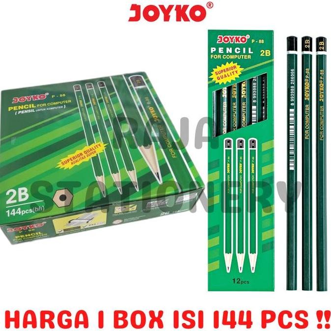

NEW PENSIL KAYU JOYKO P88 PENCIL 2B KOMPUTER UJIAN GROSIR P-88 GROSS BOX [144PCS]