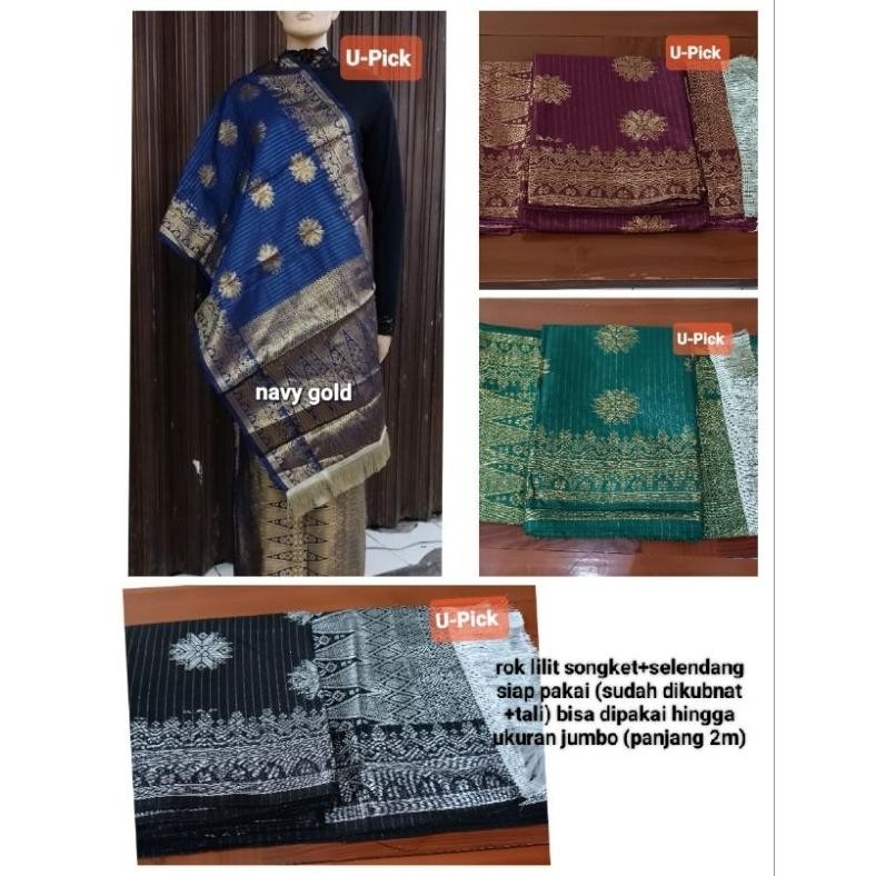ROK SONGKET LILIT + SELENDANG SIAP PAKAI