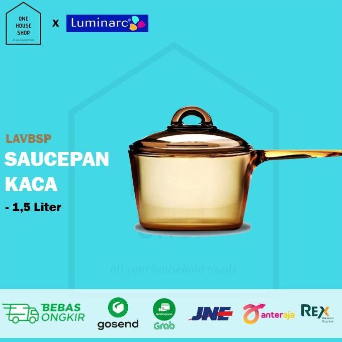 Boom Sale  Panci Masak Saucepan Kaca Luminarc Vitro Amber Tutup 1,5 Liter