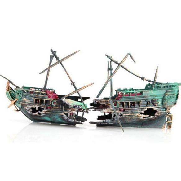 Ornamen Hias Aquarium Aquascape Kapal Karam Tenggelam