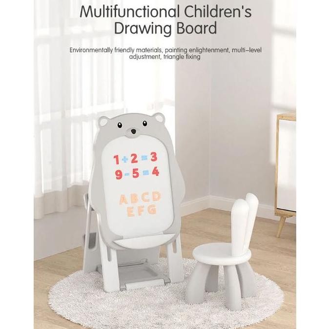 

TERBARU - DUO LADIES Bear white board and rack/papan tulis + kursi untuk anak