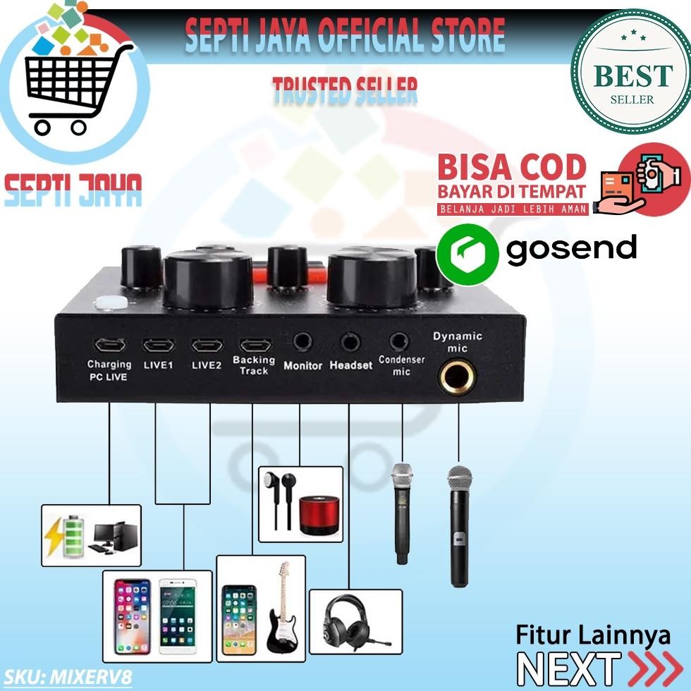 V8 Sound Card Mixer Broadcast Mixer Taffware Bluetooth V8 Audio USB External Soundcard Streaming Bro