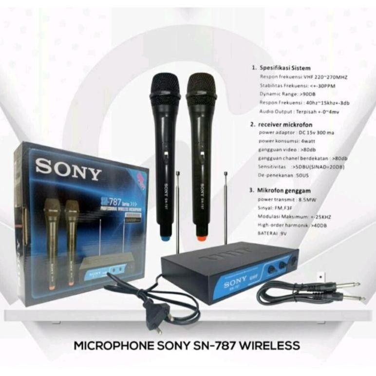 Mic Wireless SONY SN 787 / SONY SN787 / SN 878 Microphone UHF + Receiver ZU11