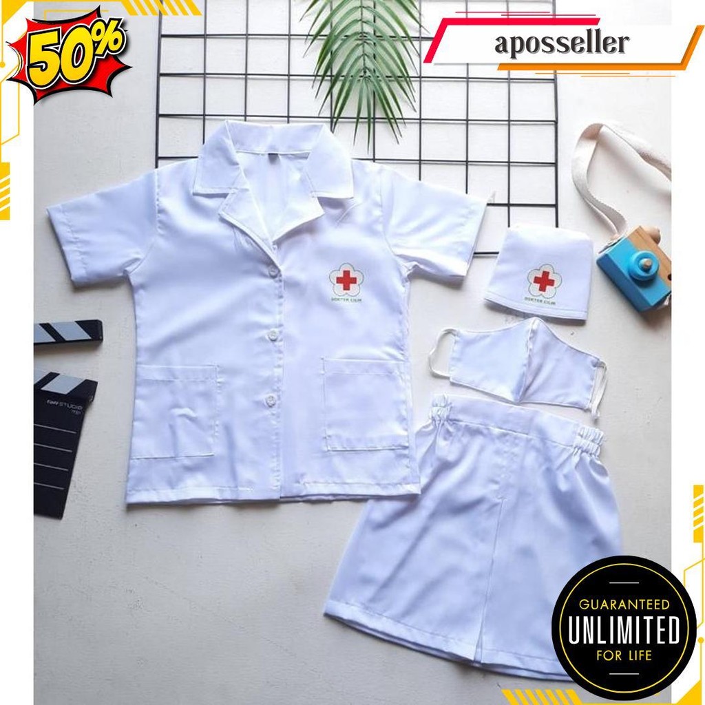 Baju Dokter Anak/Kostum Dokter Anak 1-6Th/Baju Dokter Kecil Anak Terlaris
