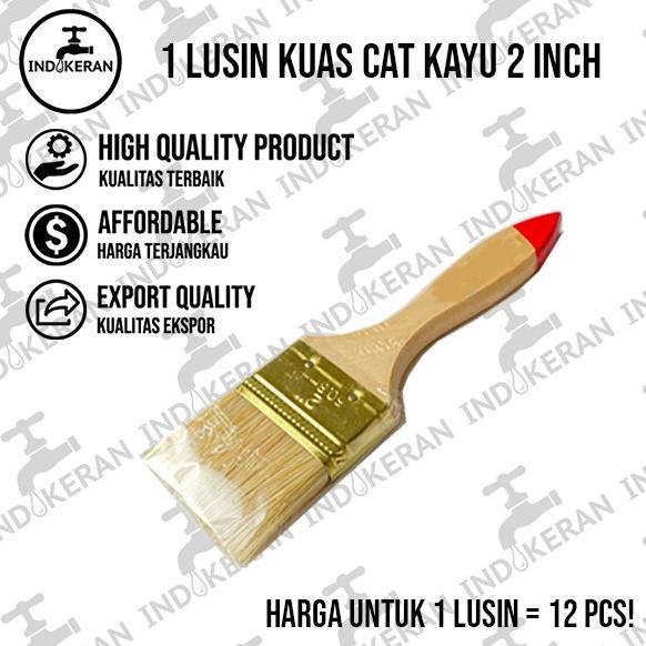 

baru indokeran kuas cat 2 inch - lusin kuas gagang kayu tembok murah