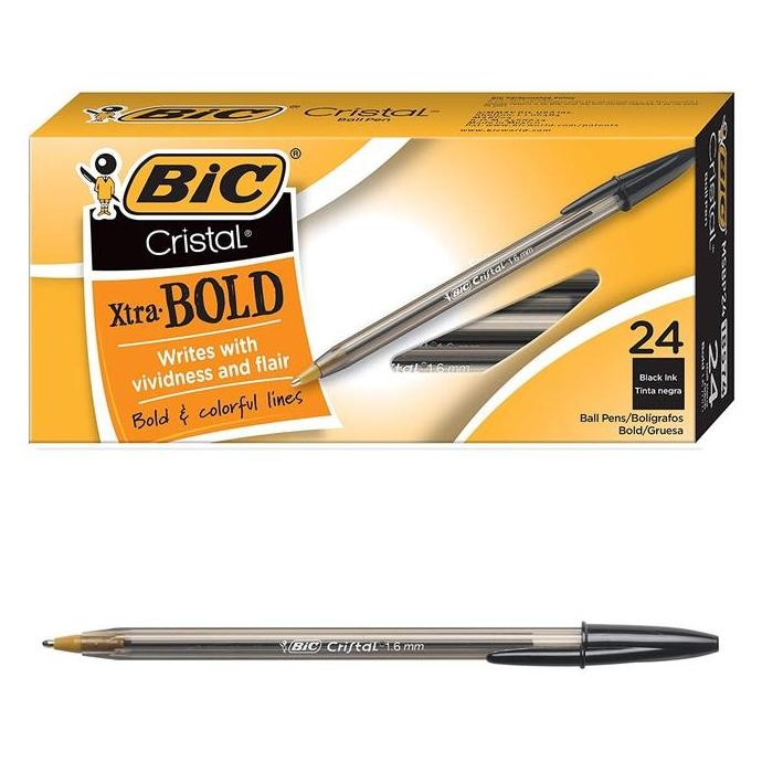 

TERMURAH - Bolpen Pulpen BIC Cristal Xtra Bold 1.6 mm (Box isi 24) - Hitam