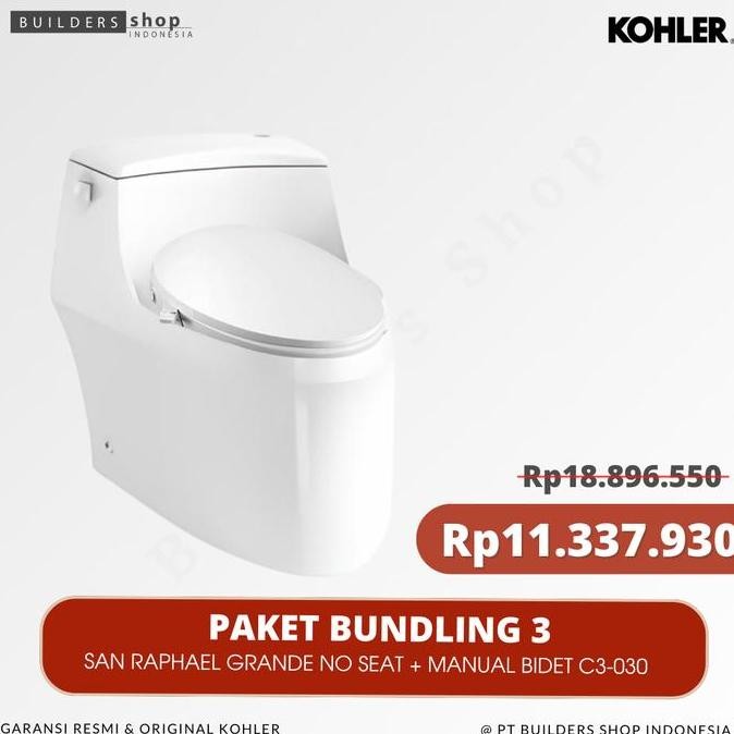 BEBAS ONGKIR - KOHLER - San Raphael Grande Toilet/Closet With Manual Bidet Seat