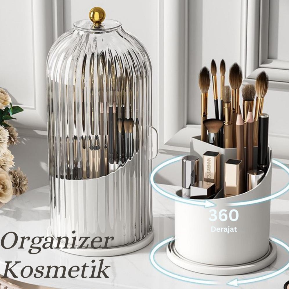 

baru alby mart tempat kuas makeup estetik 360 - organizer kosmetik dengan tutup mewah