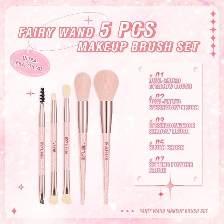 

baru pinkflash 5pcs kuas makeup set lengkap kuas alis spiral & eyeshadow brush