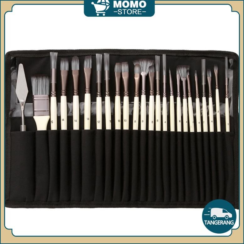 

baru 24 pcs kuas lukis & artist paint brush set - untuk cat air akrilik minyak