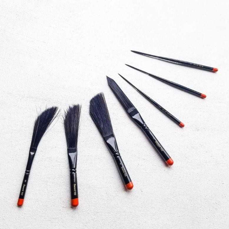 

baru degoya pinstripe scroll brush | kuas lukis kaligrafi bulu panjang artist