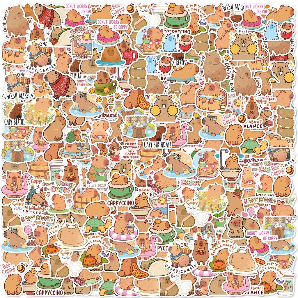 

50pcs of Different Capibala Cartoon Graffiti Stickers DIY Decorated Laptop Suitcase Guitar Classic Toy Waterproof PVC Decals