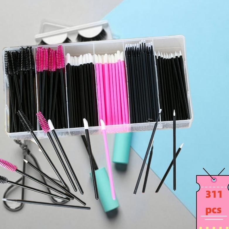 

baru 311pcs set aplikator maskara & lipstik sekali pakai | set kuas eyelash extension + kotak penyimpanan