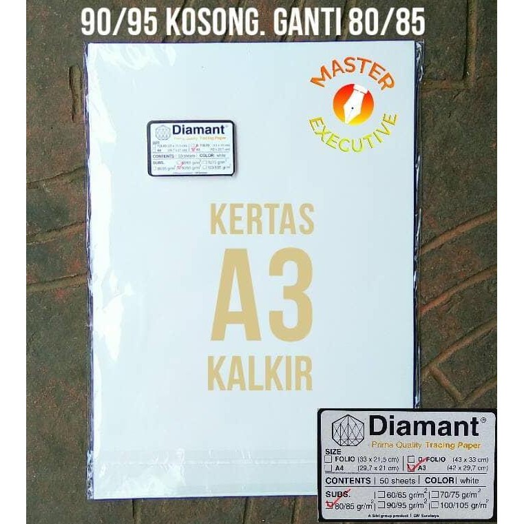 

BEBAS ONGKIR - Diamant Kertas Kalkir A3 / Prima Quality Tracing Paper 90/95 gr/m2