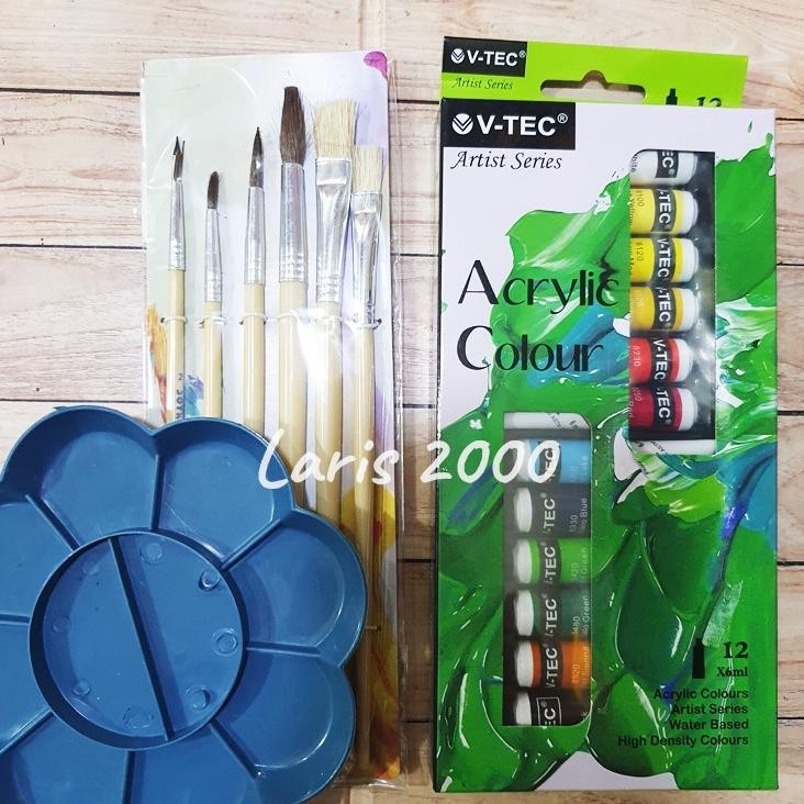 

Cat Akrilik 12/18 Warna + Palet + Kuas Lengkap